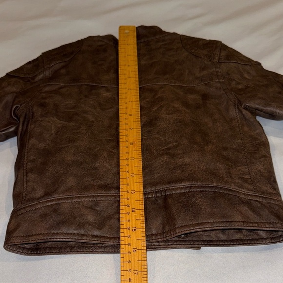 Baby GAP Faux Leather Moto Bomber Jacket Toddler Brown Sz 2 Years - Picture 15 of 15